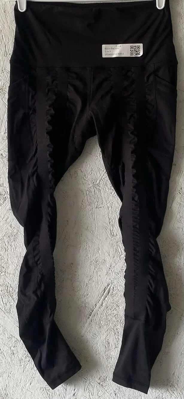 Sweetflexx Resistance Leggings W/ Pockets Womens 8 Black Workout ActiveWear NWOT